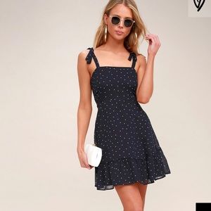 Lulu’s navy polka dot tie strap dress